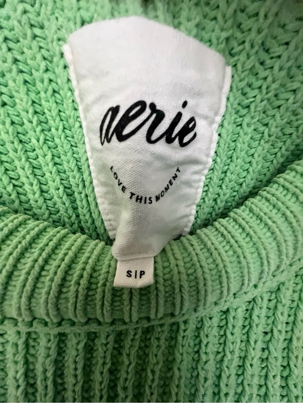 Aerie Ribbed Oversized Mock Neck Sweater Green Size Small Slouchy Knit - Picture 4 of 4